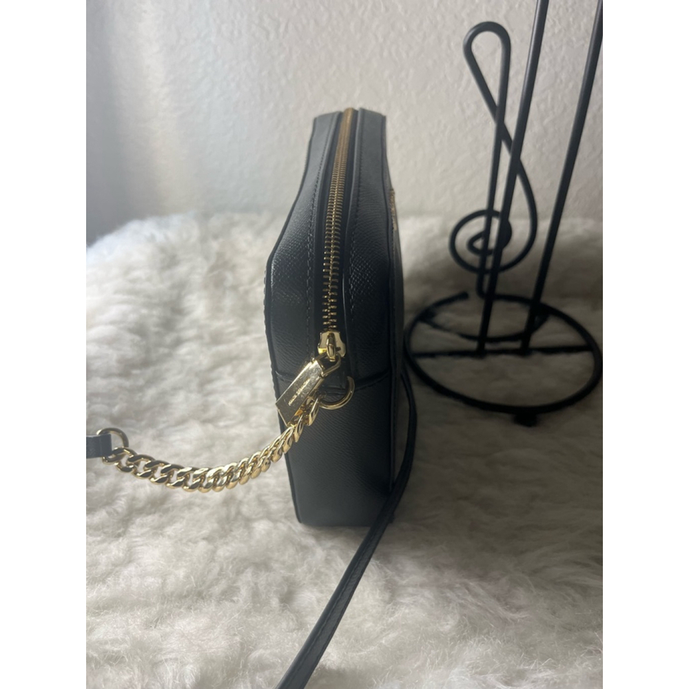 Michael Kors Ginny Leather Crossbody Bag Purse Black - Picture 4 of 9